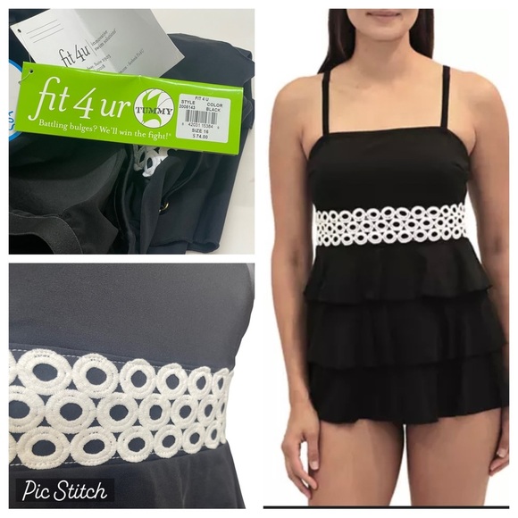 NWT Fit 4 Ur Tummy 3 Tier Bandeau
Swim Top size 16 BLACK RTL$74 - Picture 1 of 16